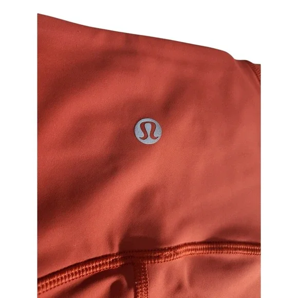 Lululemon Workout Leggings High Rise Cropped Laser Cut‎ Orange Size 6 - Picture 3 of 6
